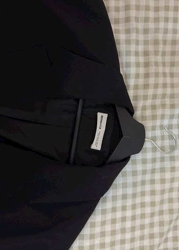 Bershka Kadın Siyah Düğmeli Oversize Blazer Ceket - Görsel 2