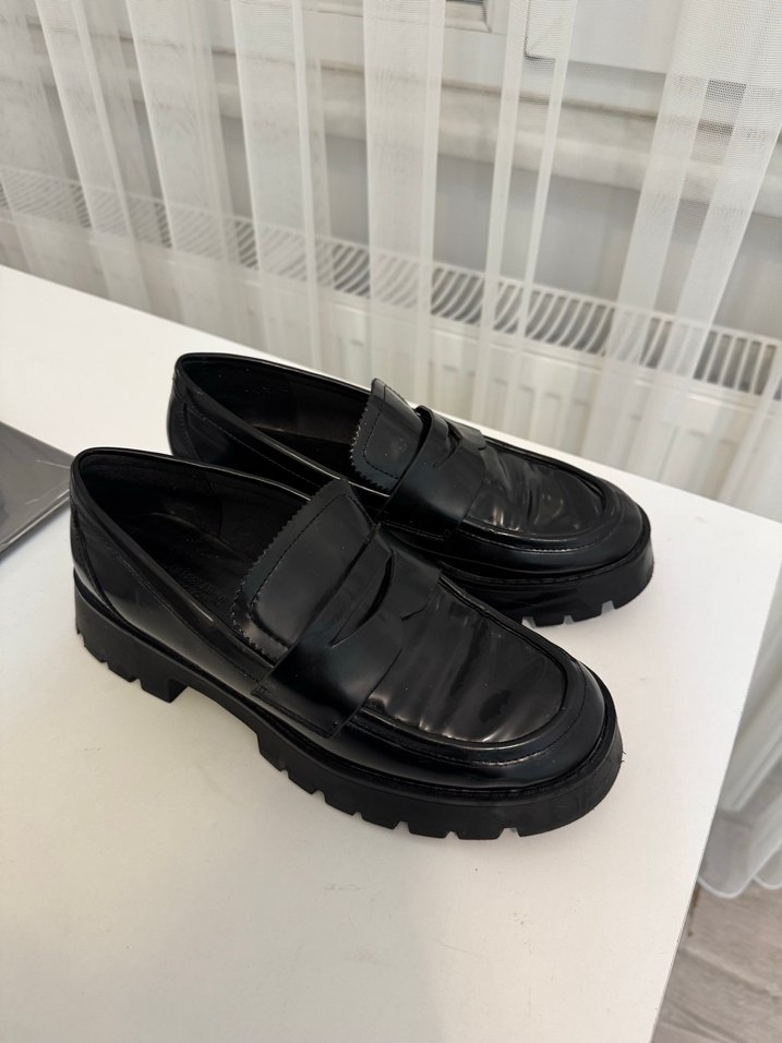 Kadın Siyah Kalın Tabanlı  Loafer - Görsel 4