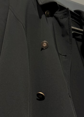 Kadın Siyah Düğmeli Midi Trençkot - Görsel 4