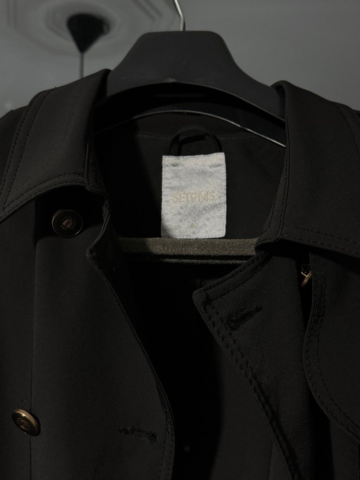 Kadın Siyah Düğmeli Midi Trençkot - Görsel 2