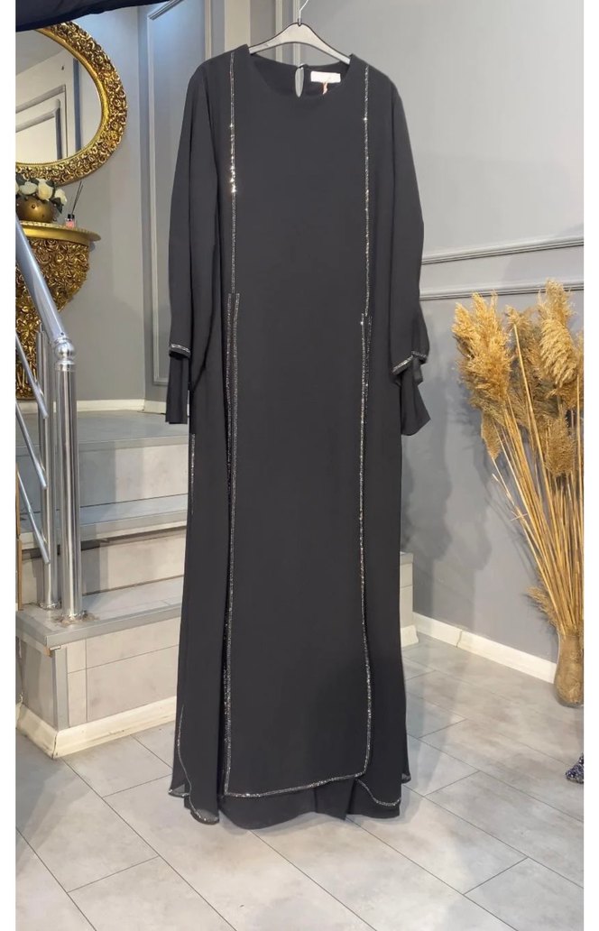 Siyah Uzun Kollu Salaş Kadın Elbise - Görsel 2