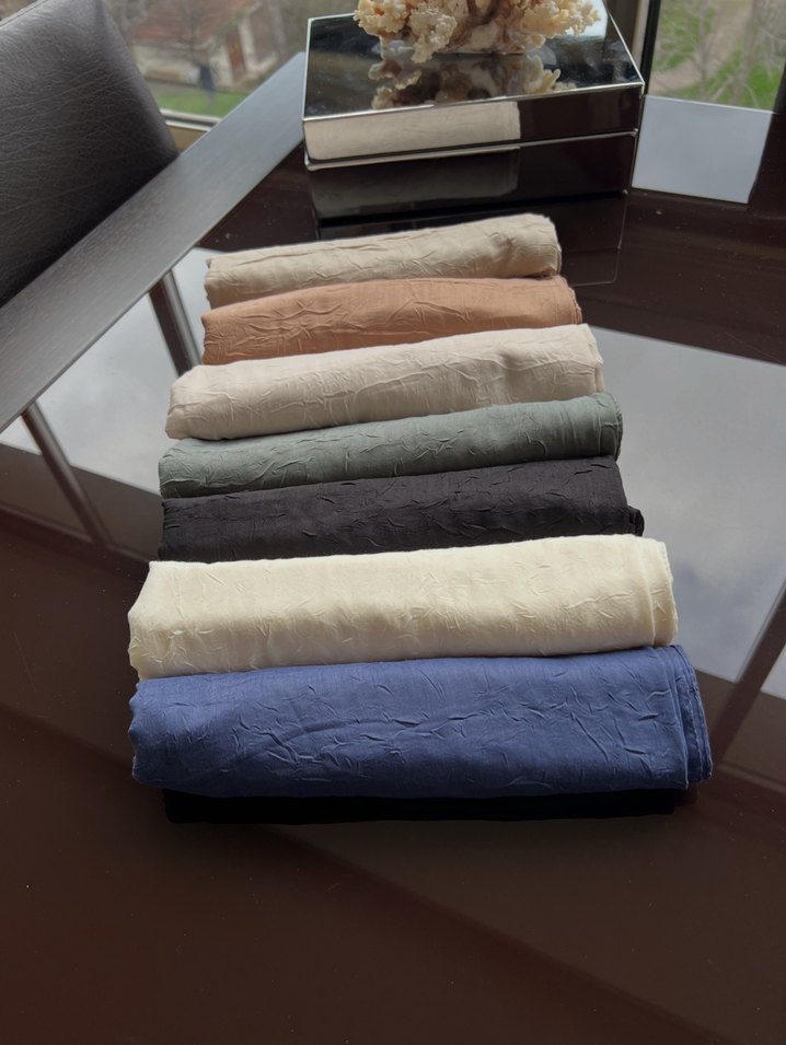 Kadın Keten Çok Renkli Drapeli Şal - Görsel 2