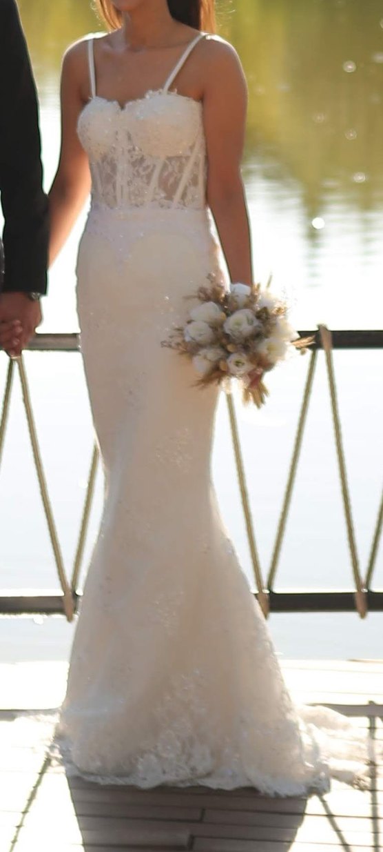 Bohem Tarzı Straplez Balık Gelinlik - Görsel 2