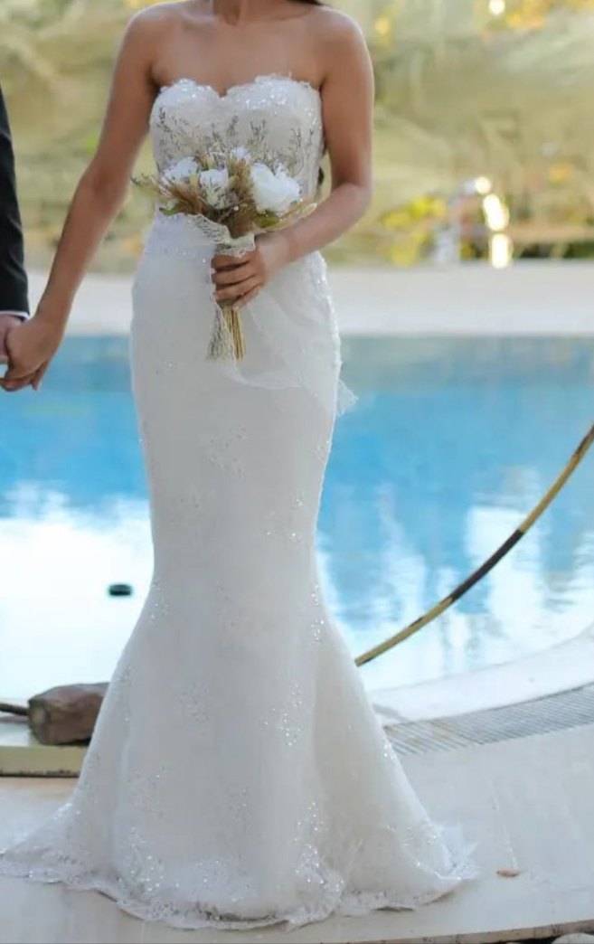 Bohem Tarzı Straplez Balık Gelinlik - Görsel 3