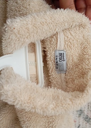 Kız Çocuk Bej Kapüşonlu Peluş Ceket - Görsel 2