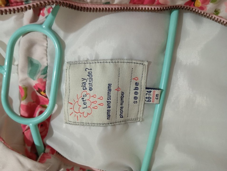 Çiçek Desenli Kapüşonlu Kız Mont - Görsel 3