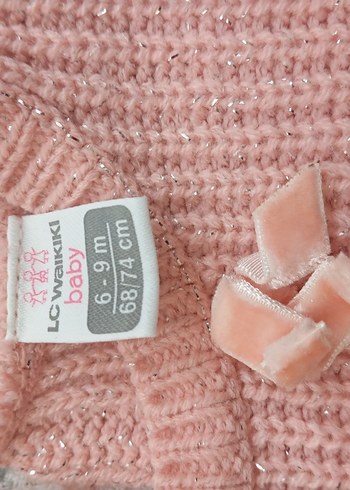 Pembe Örgü Uzun Kollu Bebek Kız Takım - Görsel 3