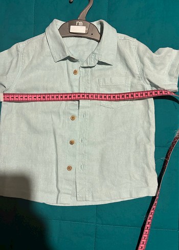 3-4 Yaş Açık Mint Yeşil KetenPamuk Erkek Çocuk Kısa Kollu Gömlek - Görsel 3