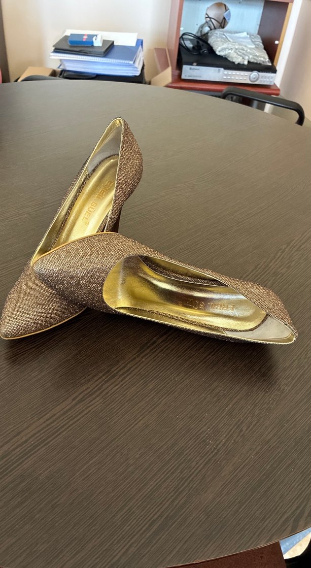 Bronz-Bakır  Simli İnce Topuklu Kadın Ayakkabı - Görsel 3