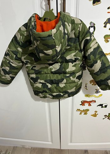 3-4 yaş Erkek Çocuk Kamuflaj Kapüşonlu Fermuarlı Mont - Görsel 2