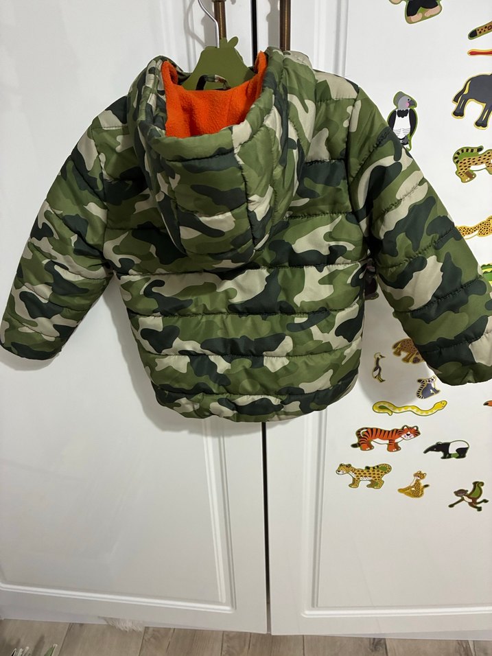 3-4 yaş Erkek Çocuk Kamuflaj Kapüşonlu Fermuarlı Mont - Görsel 2