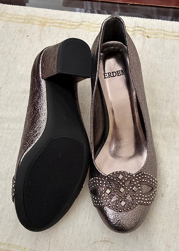 Gümüş renkli Kalın Topuklu Ayakkabı - Görsel 3