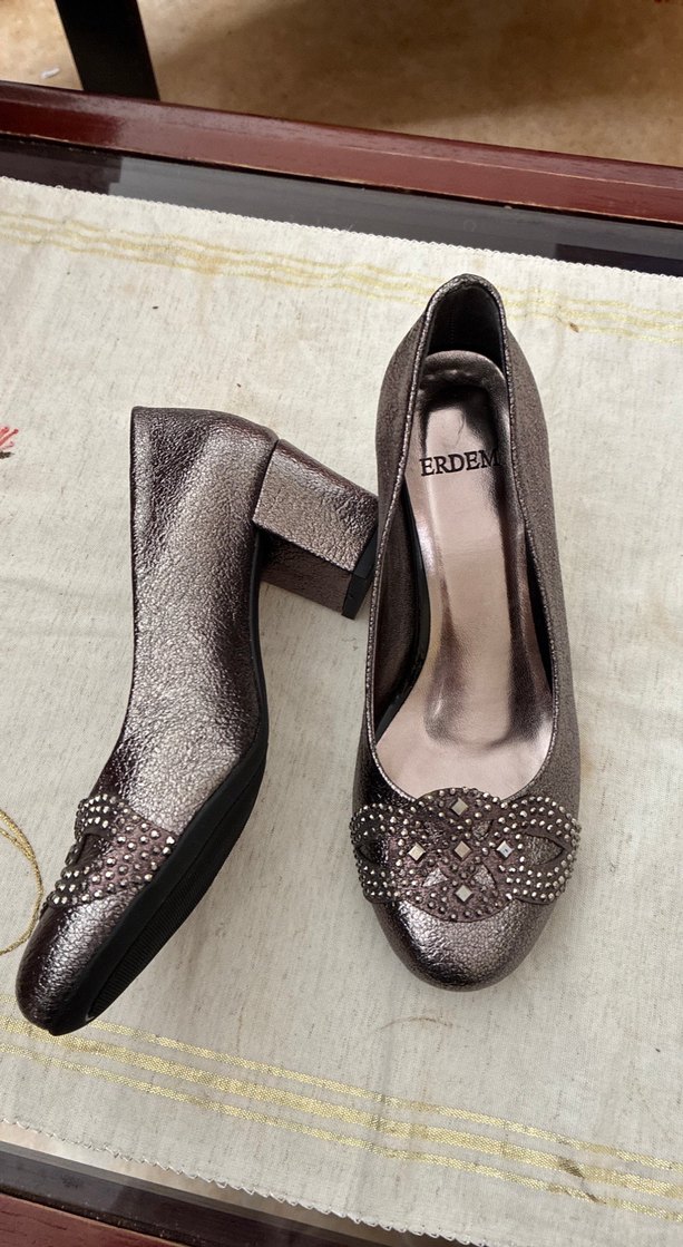 Gümüş renkli Kalın Topuklu Ayakkabı - Görsel 2