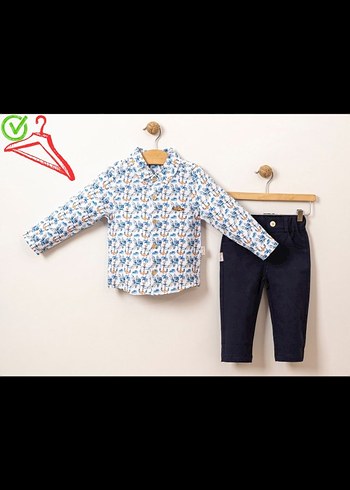 Mavi Çapa Desenli Uzun Kollu 2'li  
Bayramlık Takım - Görsel 2