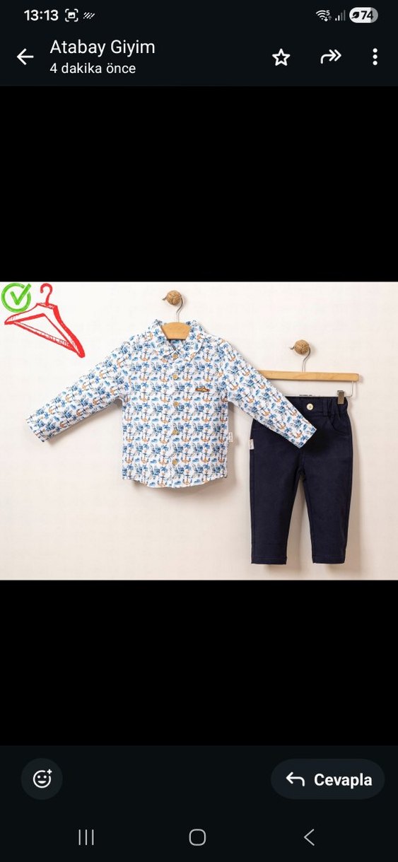 Mavi Çapa Desenli Uzun Kollu 2'li  
Bayramlık Takım - Görsel 2