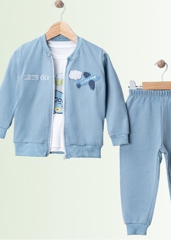 Mavi Bebek Erkek Eşofman Takımı Fermuarlı - Görsel 2