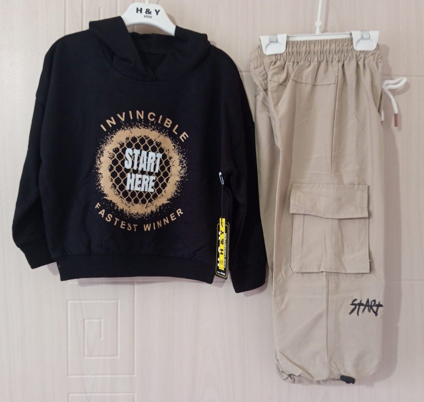 Kapüşonlu Siyah Baskılı Erkek Sweatshirt - Görsel 3