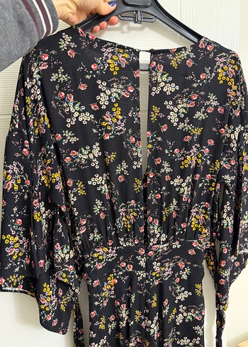 Çiçek Desenli V Yaka Bohem Tulum - Görsel 2