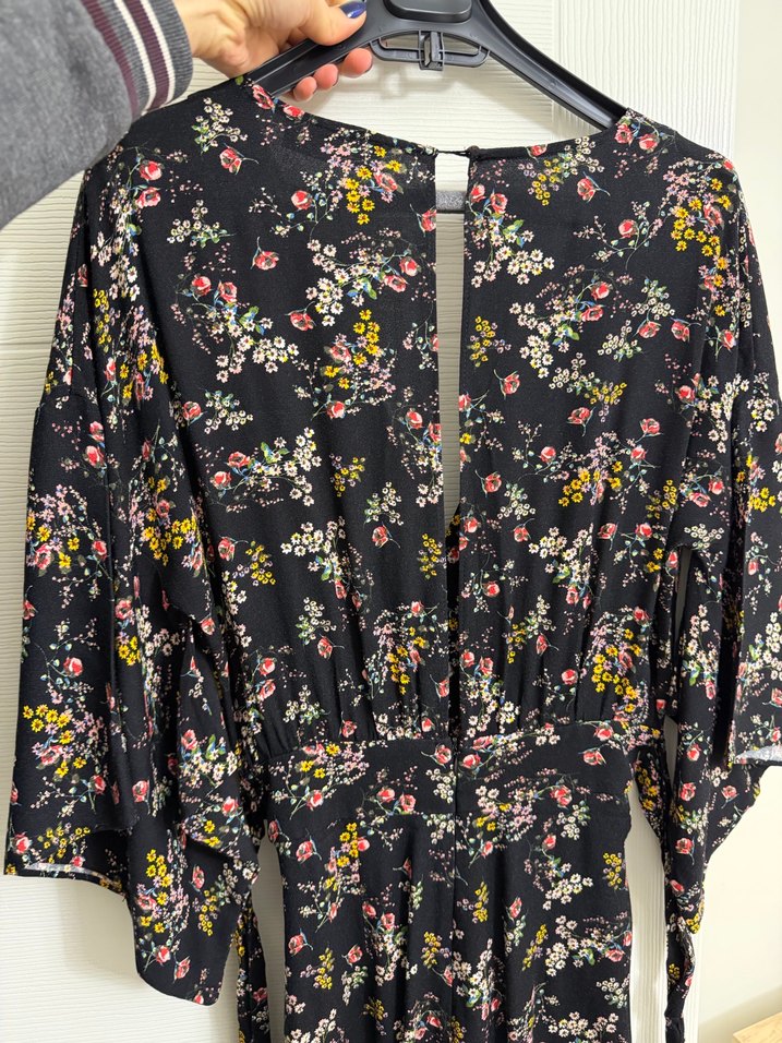 Çiçek Desenli V Yaka Bohem Tulum - Görsel 2