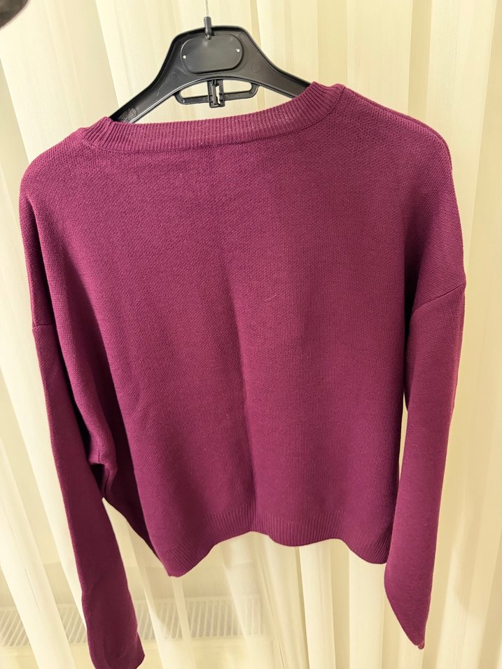 Mor Yün Kadın Salaş Triko Kazak - Görsel 2