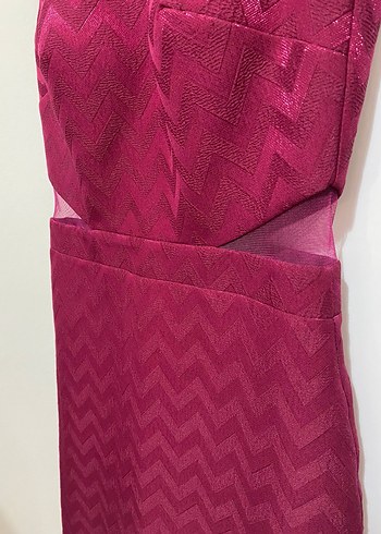 Bordo Dantel Detaylı Kısa Abiye Elbise - Görsel 3