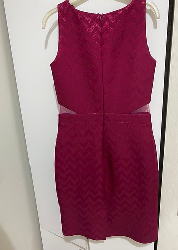 Bordo Dantel Detaylı Kısa Abiye Elbise - Görsel 2