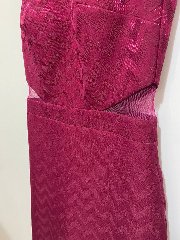 Bordo Dantel Detaylı Kısa Abiye Elbise - Görsel 3