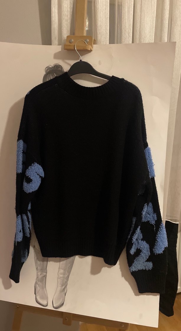 Siyah Kazak Mavi Desenli - Görsel 2