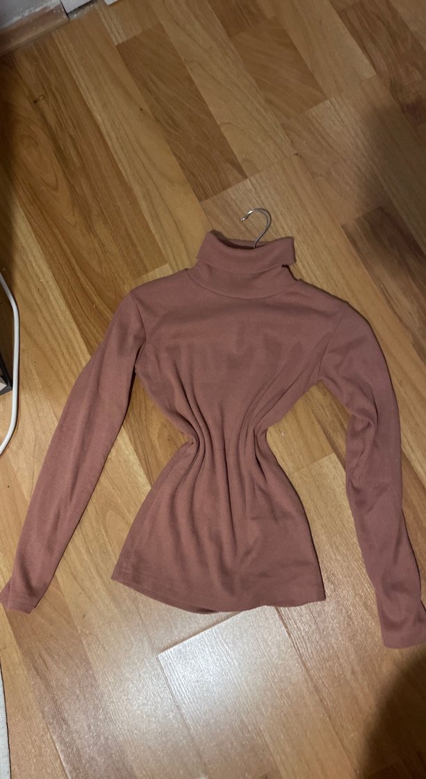 Kadın Koyu Bej Boğazlı İnce Triko - Görsel 2