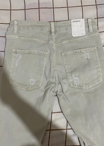 Bershka Erkek Bej Dar Pantalon - Görsel 7