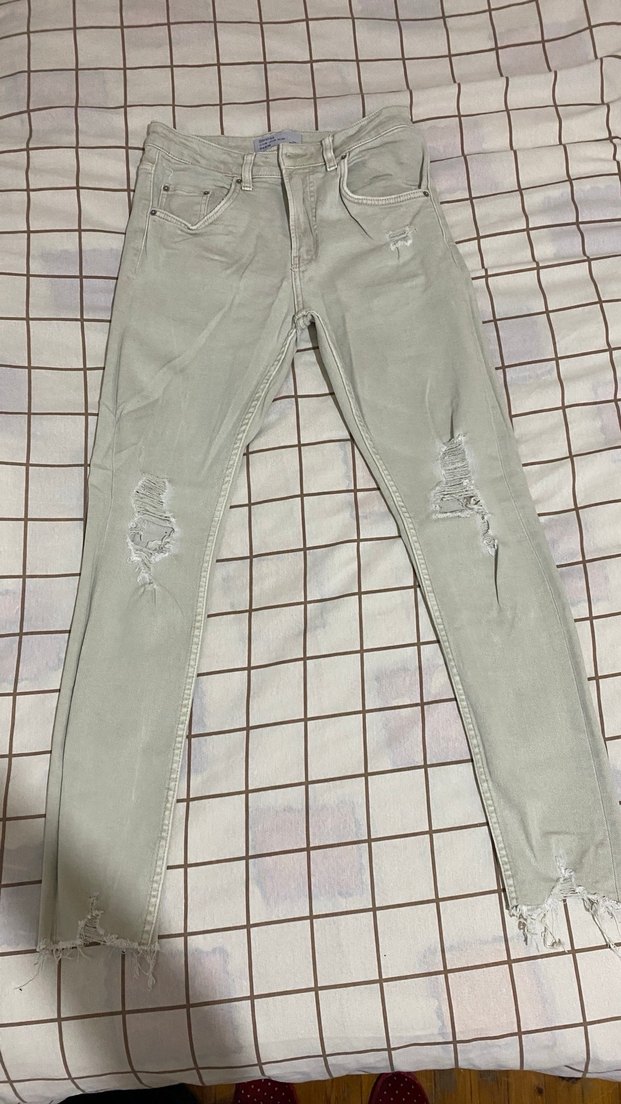 Bershka Erkek Bej Dar Pantalon - Görsel 4