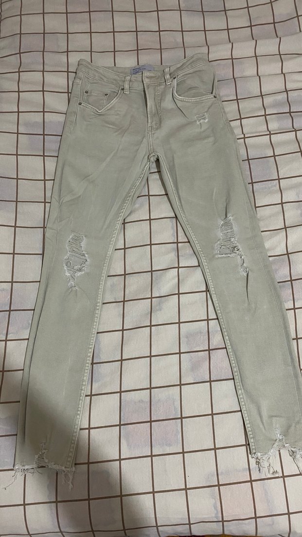 Bershka Erkek Bej Dar Pantalon - Görsel 5