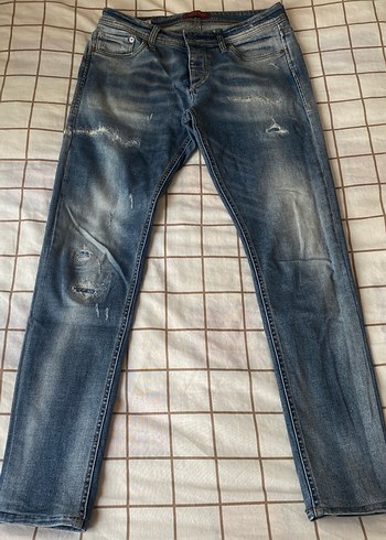 Erkek Mavi Denim Bol Kesim Kot Pantolon - Görsel 5