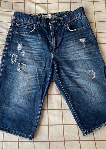 LCW Düğmeli Mavi Erkek Kot Şort - Görsel 3