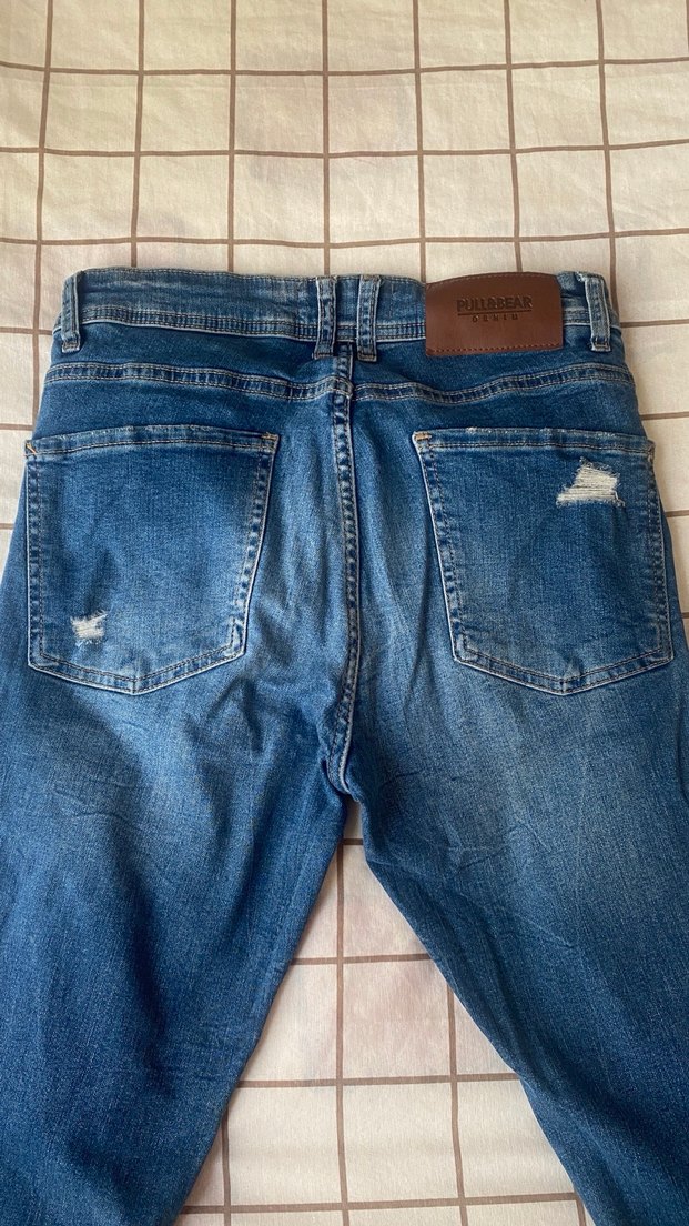 Pull&Bear Mavi Erkek Denim Pantolon - Görsel 4