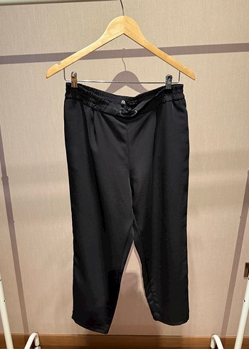 Kadın Siyah Belli Rahat Kesim Pantolon - Görsel 2