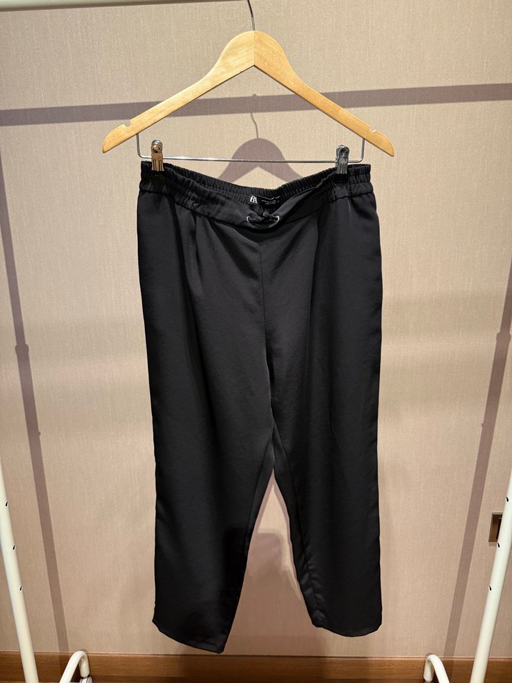 Kadın Siyah Belli Rahat Kesim Pantolon - Görsel 2