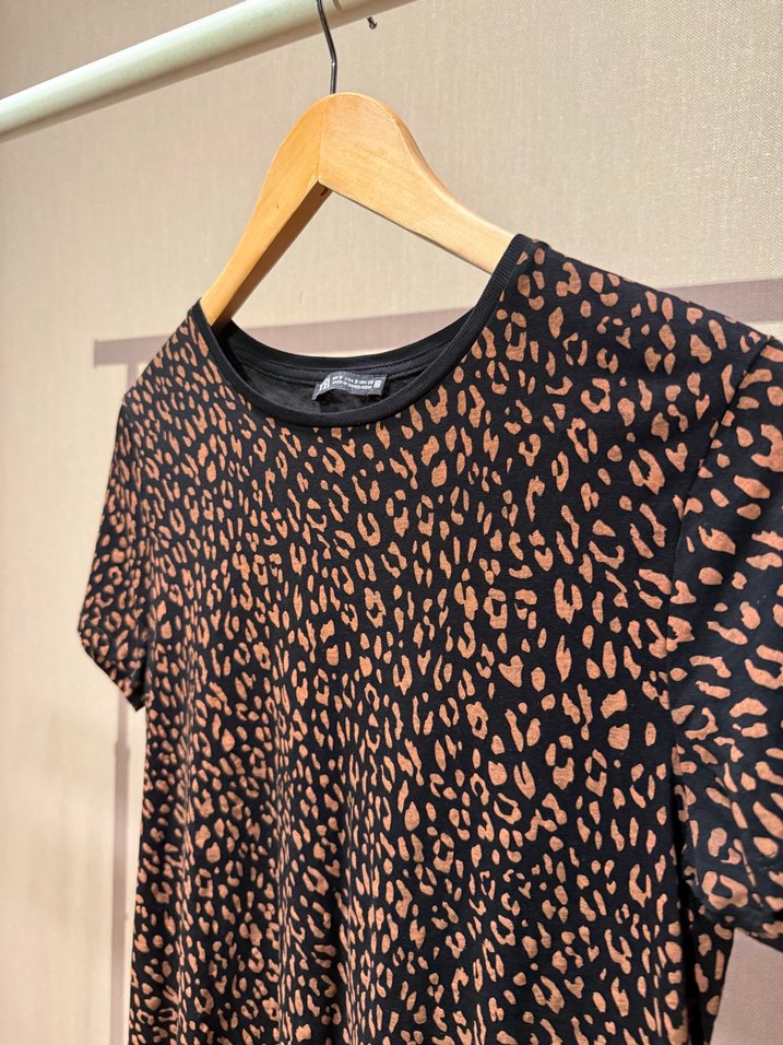 Kahverengi Baskılı Kadın Tişört - Görsel 2