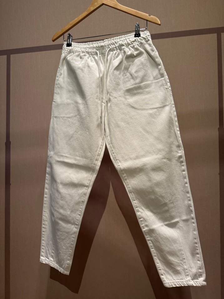 Kadın Beyaz Pamuklu Rahat Kesim Pantolon - Görsel 3