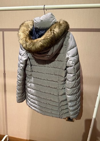 Gri Kürklü Kadın Kışlık Mont - Görsel 2