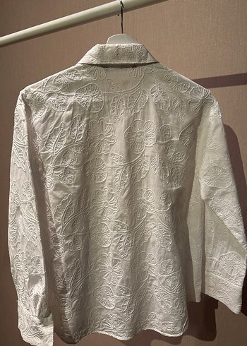 Nakışlı Beyaz Kadın Gömlek - Görsel 3