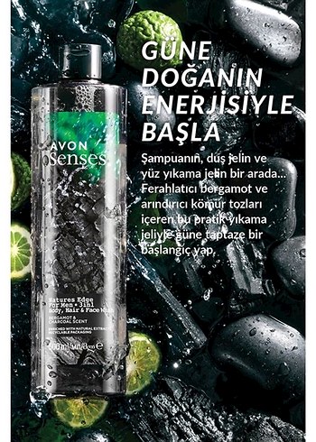 Avon Senses Natures Edge Yüz, Saç ve Vücut Şampuanı 500 ml - Görsel 2