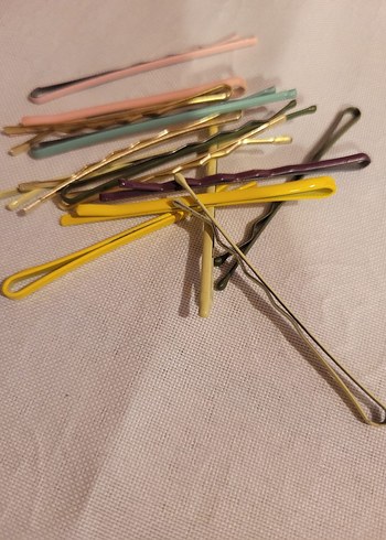 Sarı Boncuklu Bileklik tel toka ve lastik toka mini set - Görsel 2