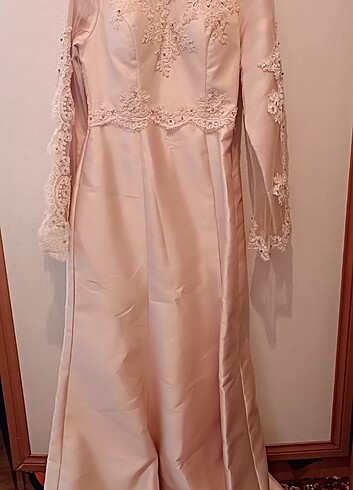 Pembe uzun kollu abiye