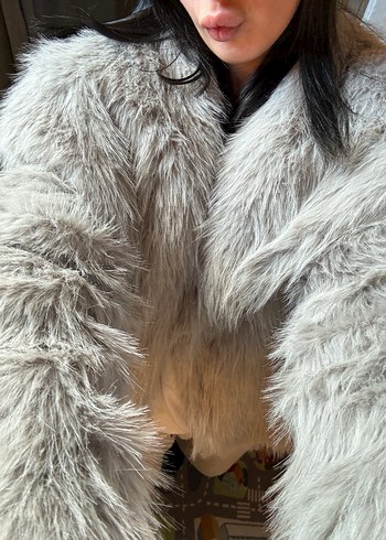 Gri Suni Kürk Ceket - Görsel 3