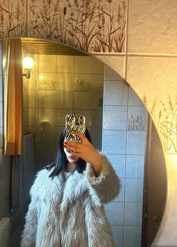 Gri Suni Kürk Ceket - Görsel 4