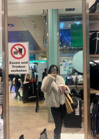 Gri Suni Kürk Ceket - Görsel 5