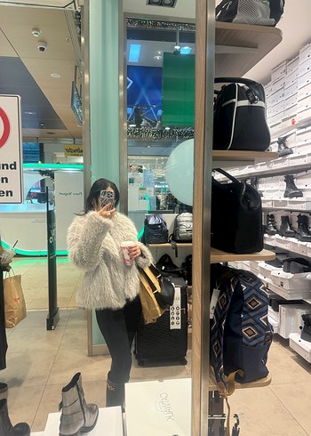 Gri Suni Kürk Ceket - Görsel 6