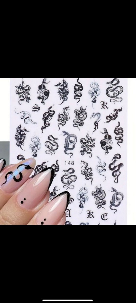 Siyah Yılan Desenli Tırnak Süslemeleri - Görsel 3