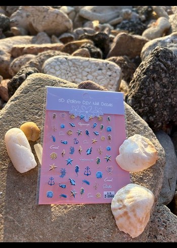 Pastel Mavi Deniz Temalı Tırnak Süslemeleri - Görsel 2